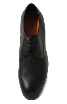 Мужские �кожаные дерби SANTONI черного цвета, арт. MCJG18597SA4SSC9N01 | Фото 6 (Материал внутренний: Натуральная кожа; Материал сплава: Проставлено; Нос: Не проставлено; Стили: Классический)