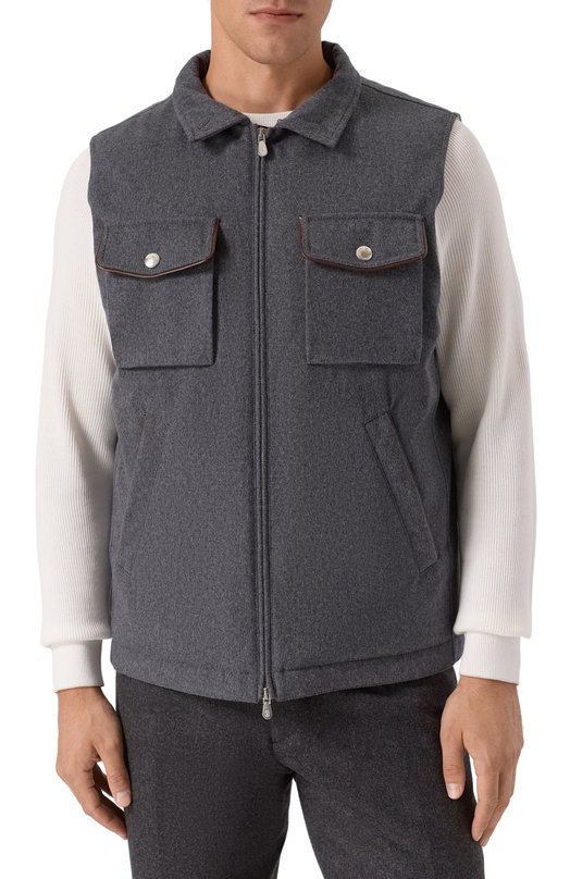 Шерстяной жилет Brunello Cucinelli MM4701646 Серый  MM4701646 Фото 6
