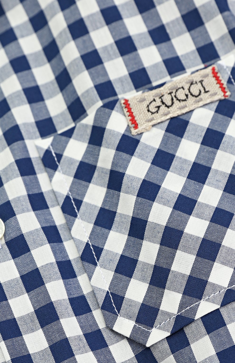 Хлопковая рубашка в клетку с накладным карманом и нашивкой GUCCI, арт. 452296/XB193, фото 3