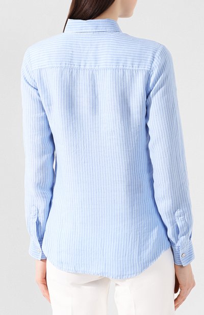 Льняная рубашка 120% LINO голубого цвета по цене 23500 руб., арт. R1W1300/E711/000, фото 4 Льняная рубашка 120% LINO, арт. R1W1300/E711/000, фото 4