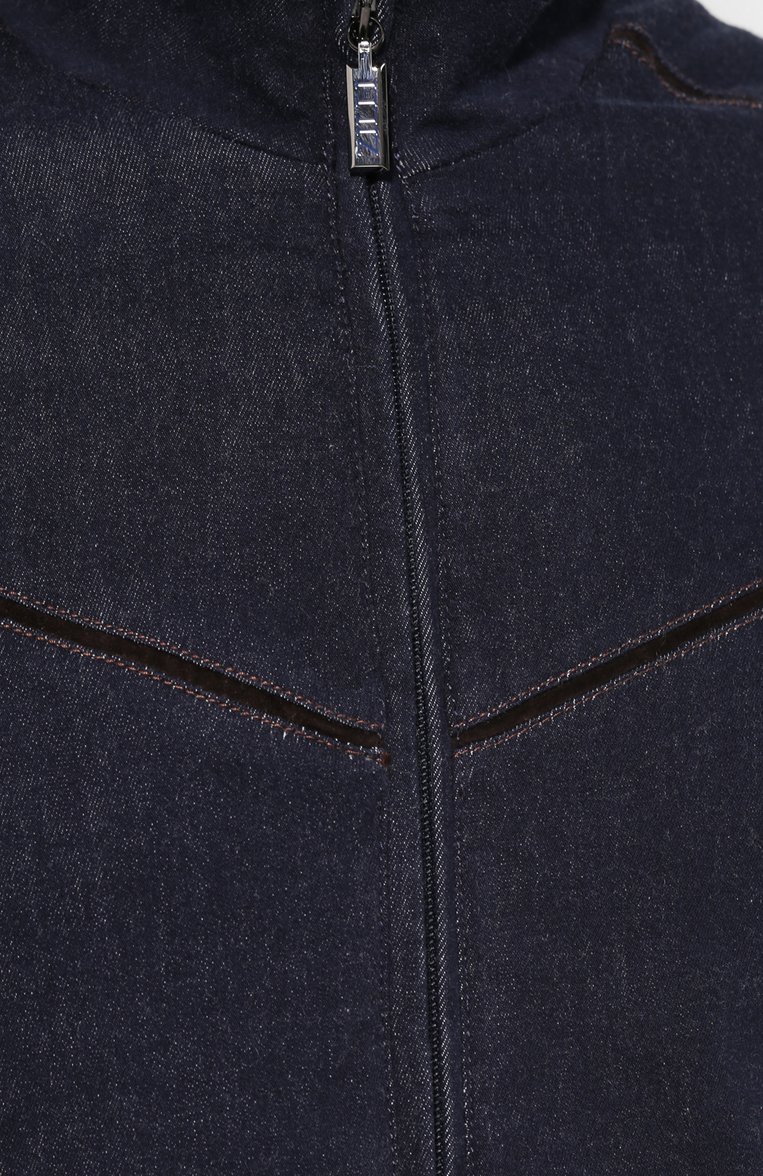 Мужская хлопковая куртка ZILLI темно-синего цвета, арт. MCS-00065-DECH1/R001 | Фото 5 (Кросс-КТ: Куртка, Деним; Материал утеплителя: Шерсть; Рукава: Длинные; Материал внутренний: Не назначено; Мужское Кросс-КТ: утепленные куртки, Верхняя одежда; Материал сплава: Проставлено; Материал внешний: Хлопок; Драгоценные камни: Проставлено; Длина (верхняя одежда): Короткие; Статус проверки: Проверена категория)
