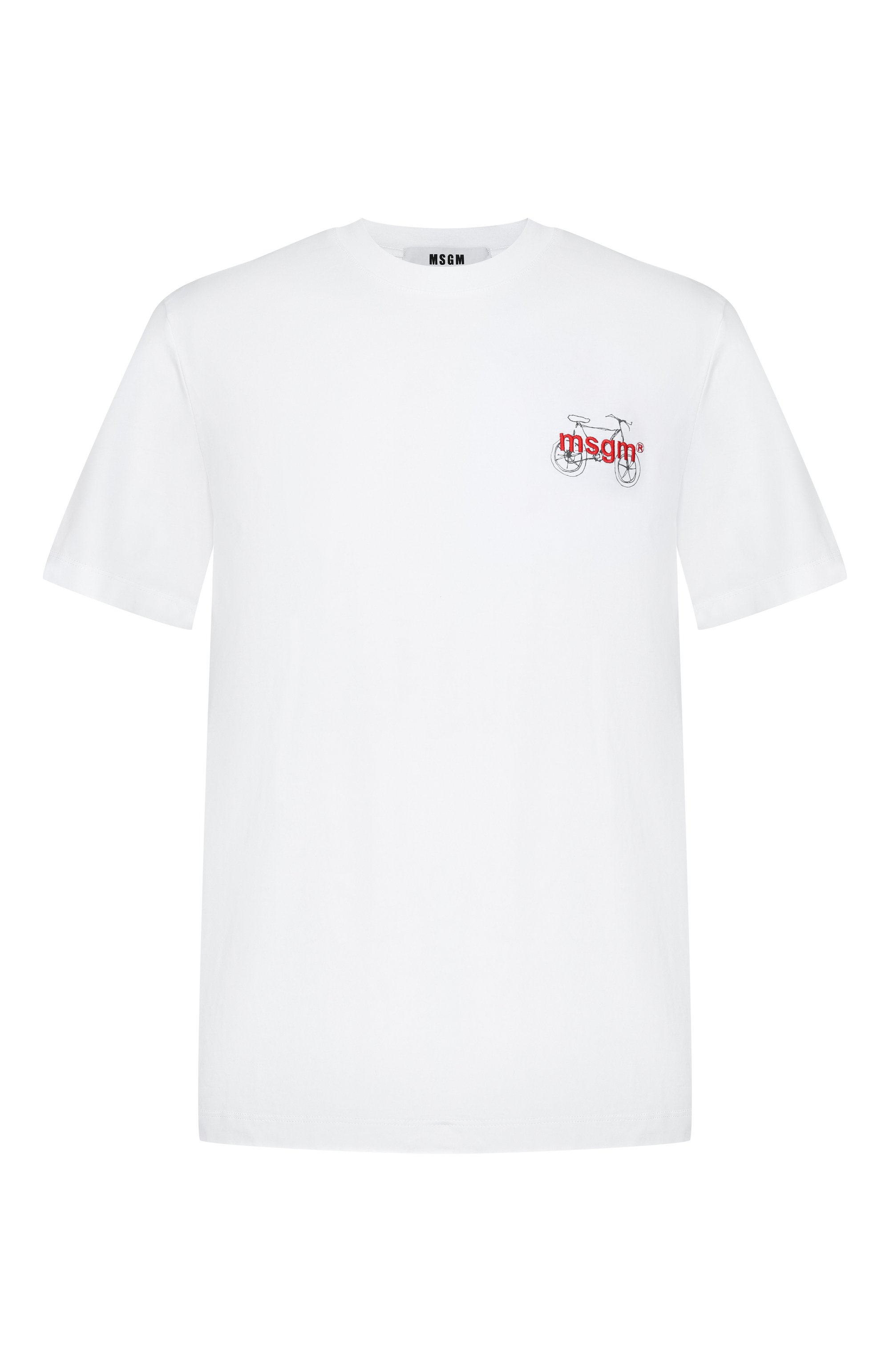 Хлопковая футболка MSGM белого цвета по цене 19250 руб., арт. 4040MM118D/267002, фото 1 Хлопковая футболка MSGM, арт. 4040MM118D/267002, фото 1