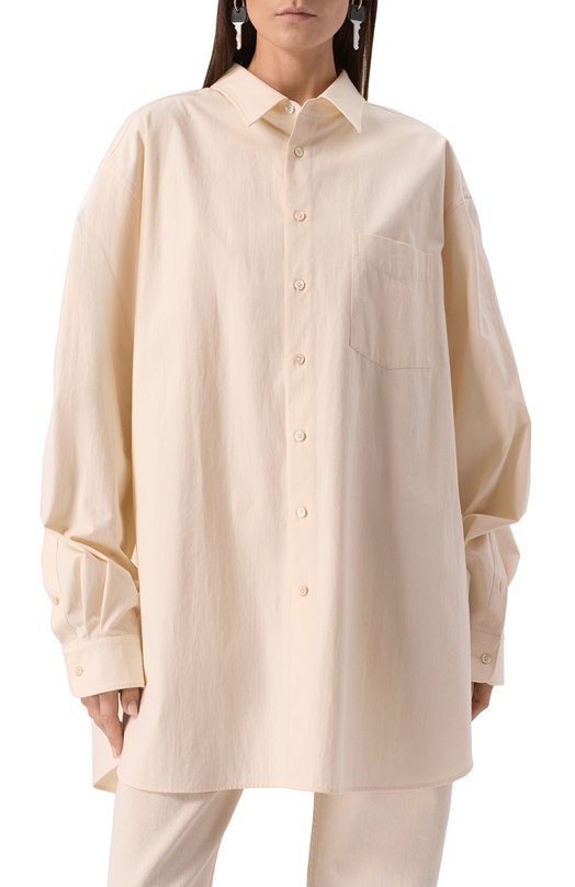 Хлопковая рубашка Maison Margiela S51DT0017/S54352 Кремовый  S51DT0017/S54352 Фото 3