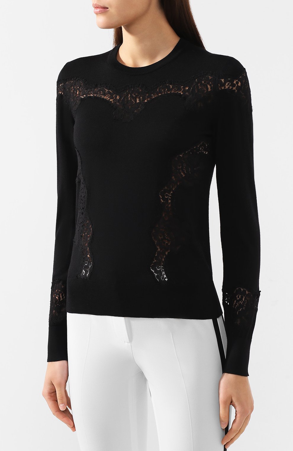 Пуловер из шерсти и хлопка DOLCE & GABBANA черного цвета по цене 148500 руб., арт. FX361T/JAVNS, фото 3 Пуловер из шерсти и хлопка DOLCE & GABBANA, арт. FX361T/JAVNS, фото 3