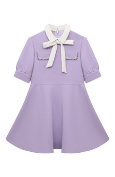 Детское платье ELIE SAAB JUNIOR сиреневого цвета, арт. EFAB016 TS0817/10A-14A | Фото 1 (Рукава: Короткие; Случай: Повседневный; Материал внешний: Синтетический материал; Материал сплава: Проставлено; Драгоценные камни: Проставлено; Материал подклада: Вискоза; Ростовка одежда: 12 лет | 152 см, 13 - 15 лет | 158 см, 10 - 11 лет | 140 - 146см)