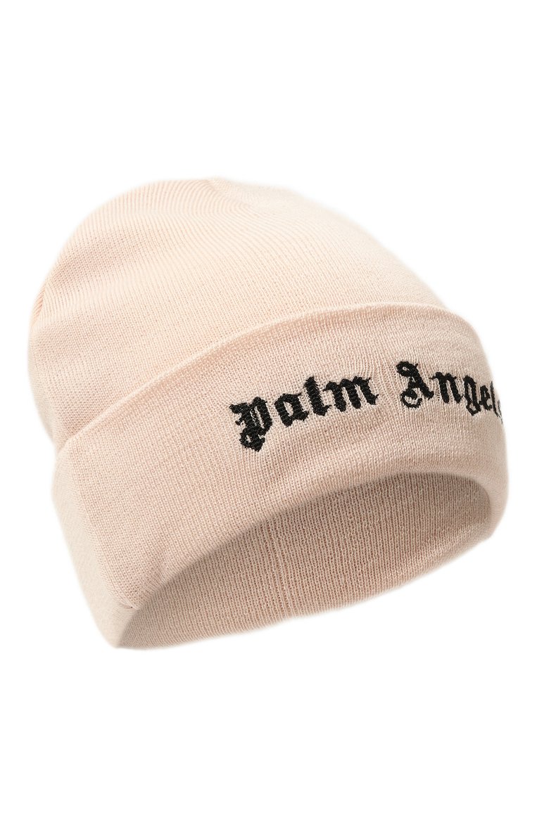 Мужская хлопковая шапка PALM ANGELS бежевого цвета, арт. PMLC022F23KNI0010410 | Фото 1 (Нос: Не проставлено; Кросс-КТ: Трикотаж; Материал: Хлопок, Текстиль)