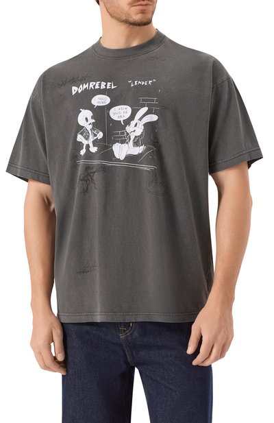 Хлопковая футболка DOMREBEL темно-серого цвета по цене 22100 руб., арт. M LENDER, фото 3 Хлопковая футболка DOMREBEL, арт. M LENDER, фото 3