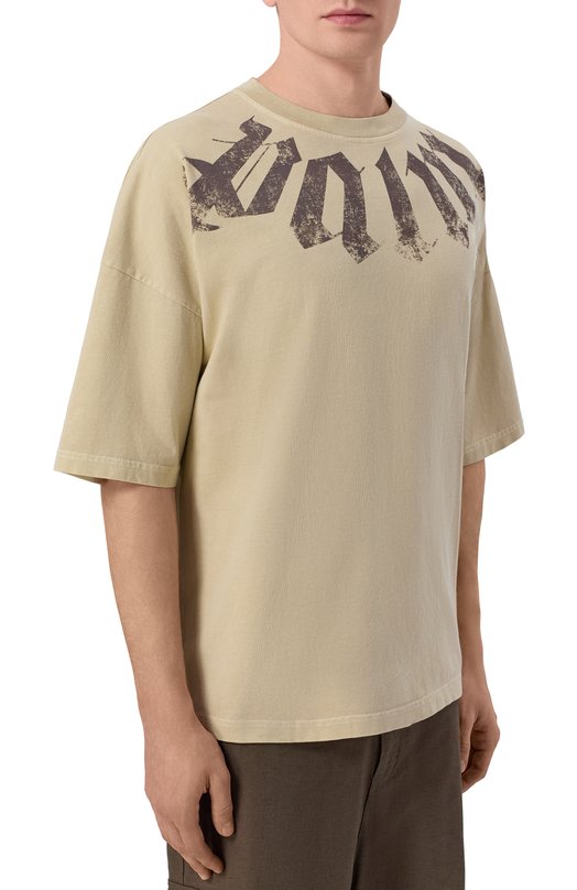 Хлопковая футболка Palm Angels PMAA10DS26JER002 Бежевый  PMAA10DS26JER002 Фото 3