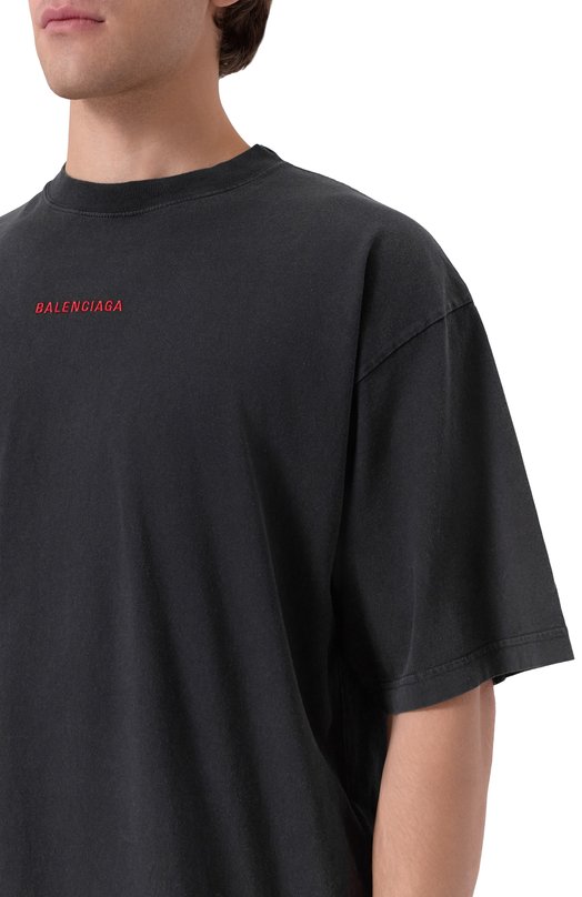 Хлопковая футболка Balenciaga 764235/TTVJ1 Чёрный  764235/TTVJ1 Фото 5