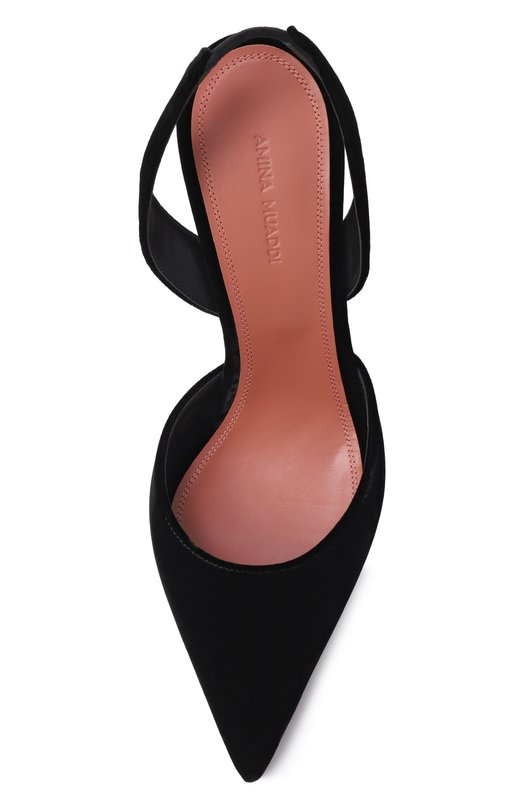 Бархатные туфли Holli 95 Amina Muaddi H0LLI SLING 95/VELVET Чёрный  H0LLI SLING 95/VELVET Фото 6