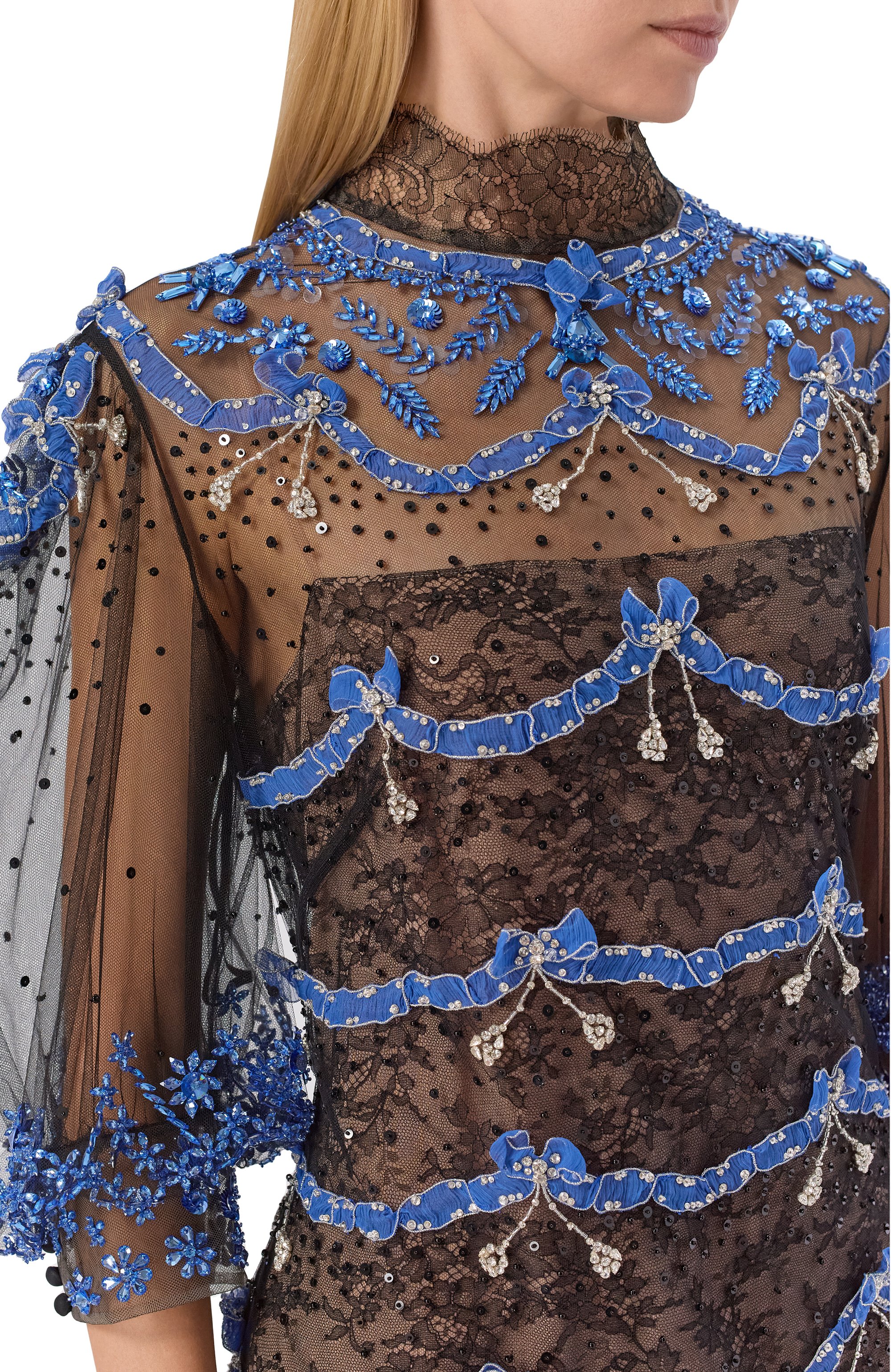 Платье с отделкой стразами и бисером VALENTINO, арт. 8B3VDMH5/1ED, фото 4