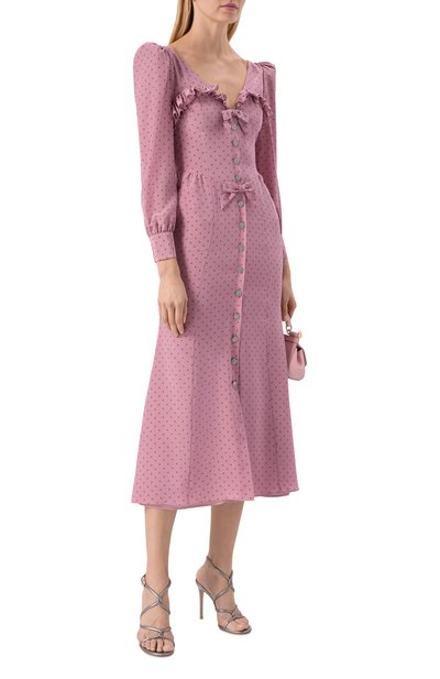 Шелковое платье ALESSANDRA RICH розового цвета по цене 299500 руб., арт. FABX4314/F4686, фото 2 Шелковое платье ALESSANDRA RICH, арт. FABX4314/F4686, фото 2