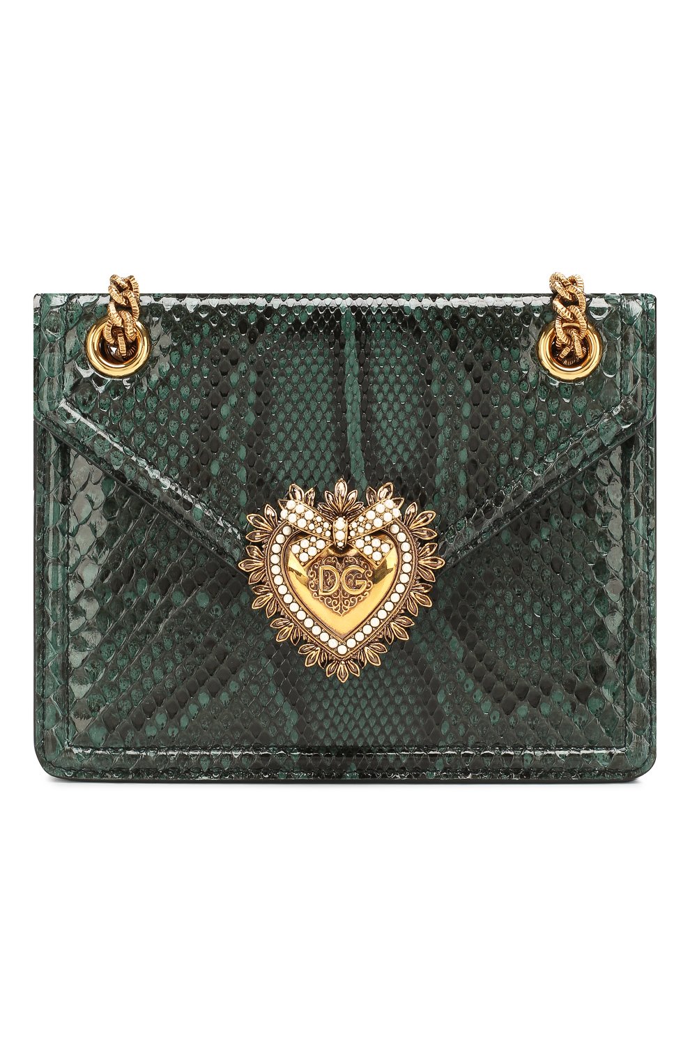 Сумка devotion small из кожи питона DOLCE & GABBANA зеленого цвета по цене 270000 руб., арт. BB6641/A2111/PBIV, фото 1 Сумка devotion small из кожи питона DOLCE & GABBANA, арт. BB6641/A2111/PBIV, фото 1