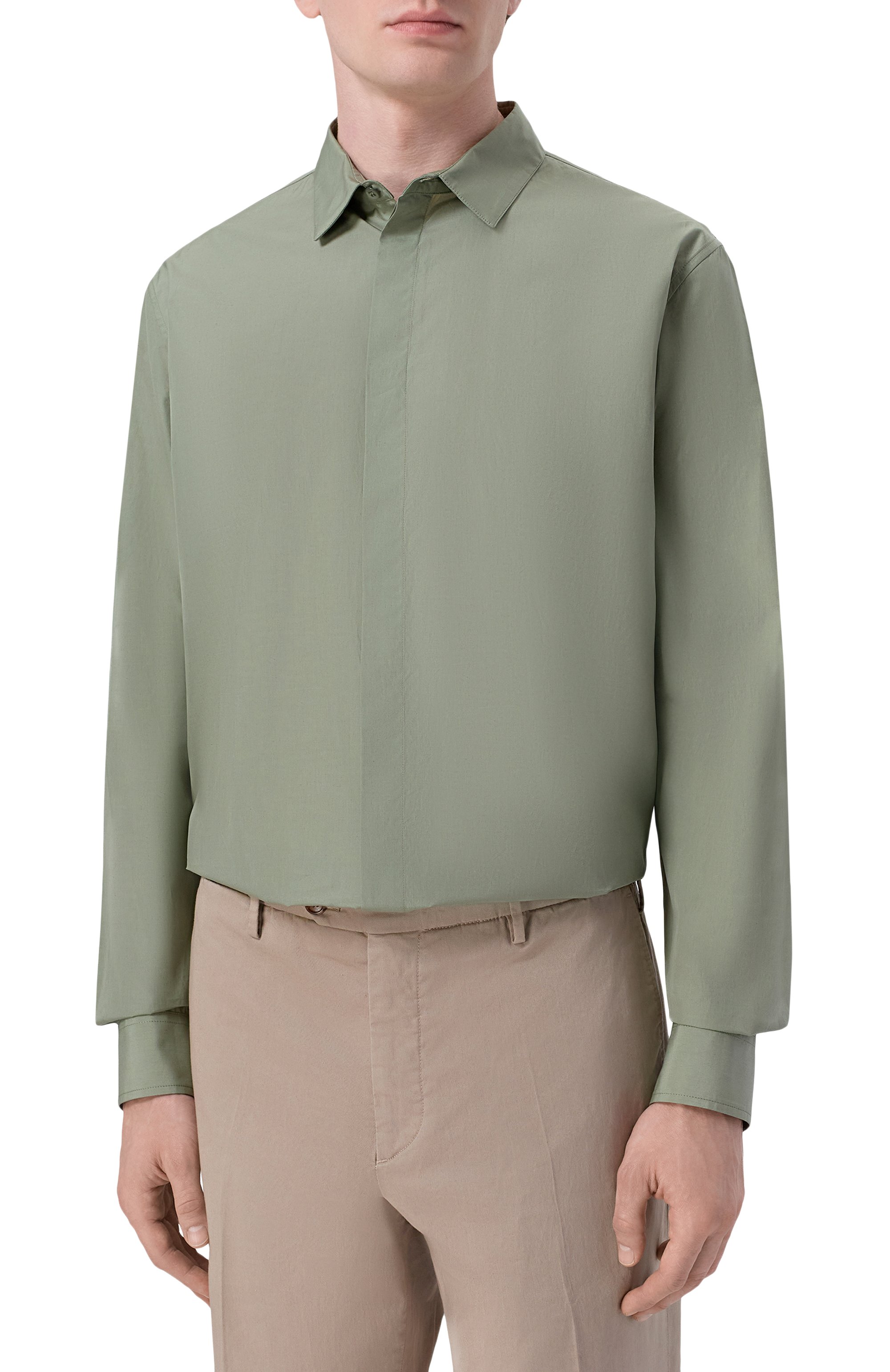 Хлопковая рубашка MVST хаки цвета по цене 92150 руб., арт. M26.2PM.B009/F080, фото 3 Хлопковая рубашка MVST, арт. M26.2PM.B009/F080, фото 3