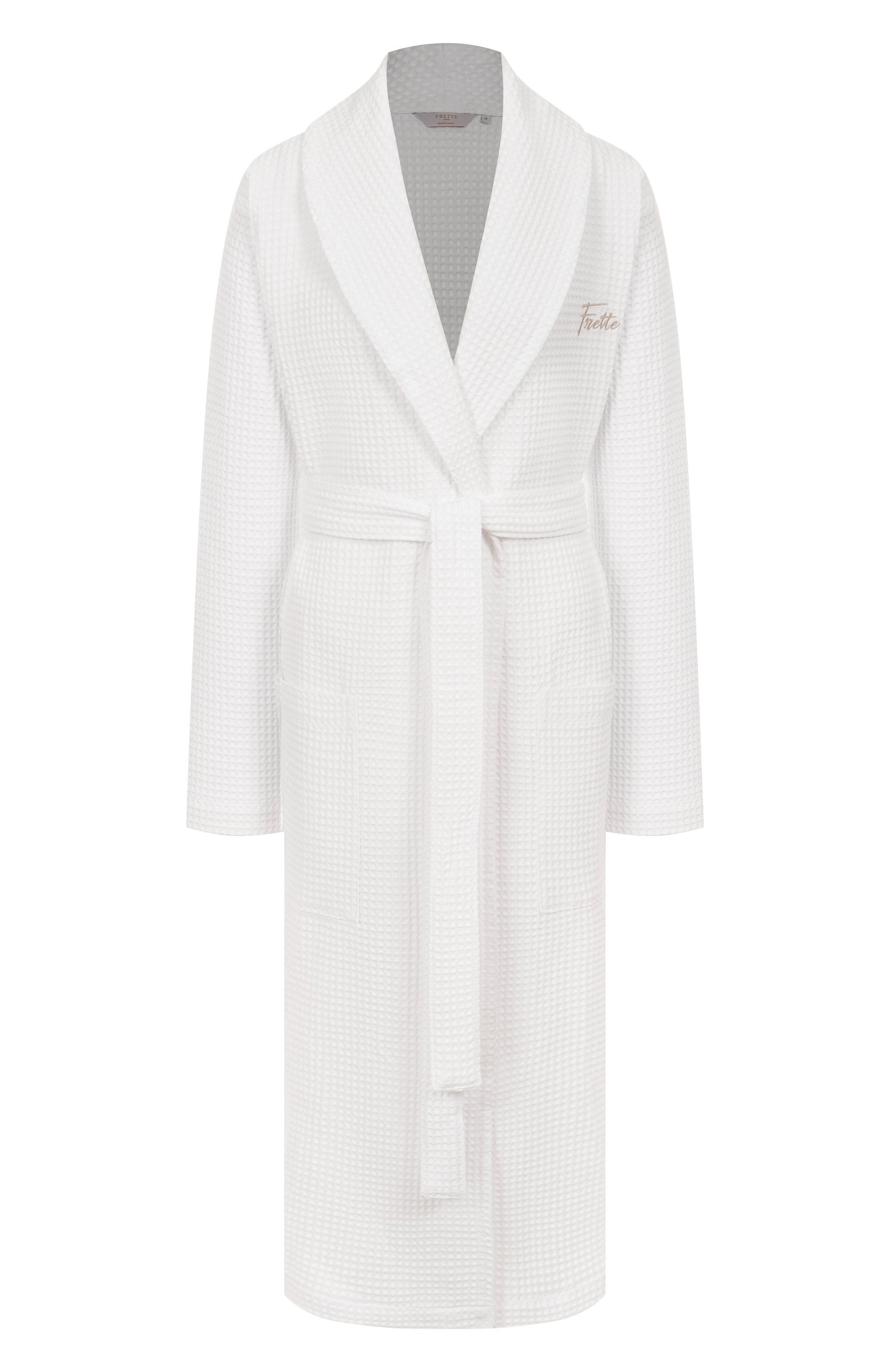 Хлопковый халат FRETTE белого цвета по цене 26400 руб., арт. FR6742 D2060 G02M/U, фото 1 Хлопковый халат FRETTE, арт. FR6742 D2060 G02M/U, фото 1