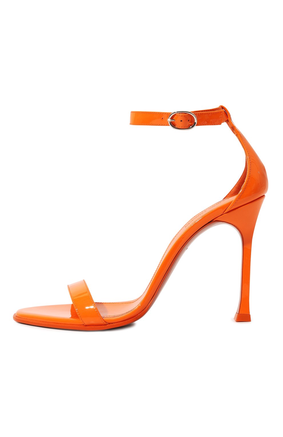 Кожаные босоножки kim AMINA MUADDI оранжевого цвета по цене 81900 руб., арт. KIM SANDAL/PATENT/0RANGE+SILVER BUCKLE, фото 4 Кожаные босоножки kim AMINA MUADDI, арт. KIM SANDAL/PATENT/0RANGE+SILVER BUCKLE, фото 4