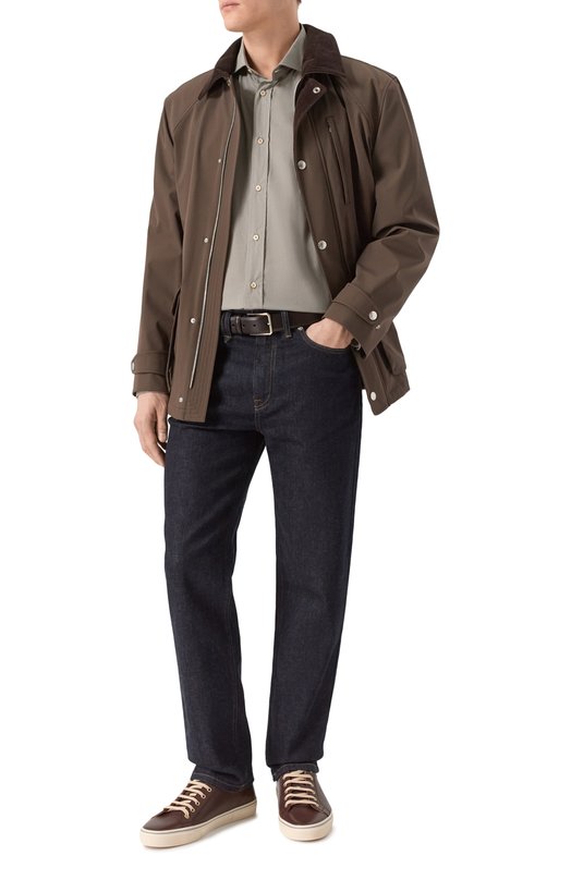 Хлопковая рубашка Brunello Cucinelli MA6740627 Хаки  MA6740627 Фото 2