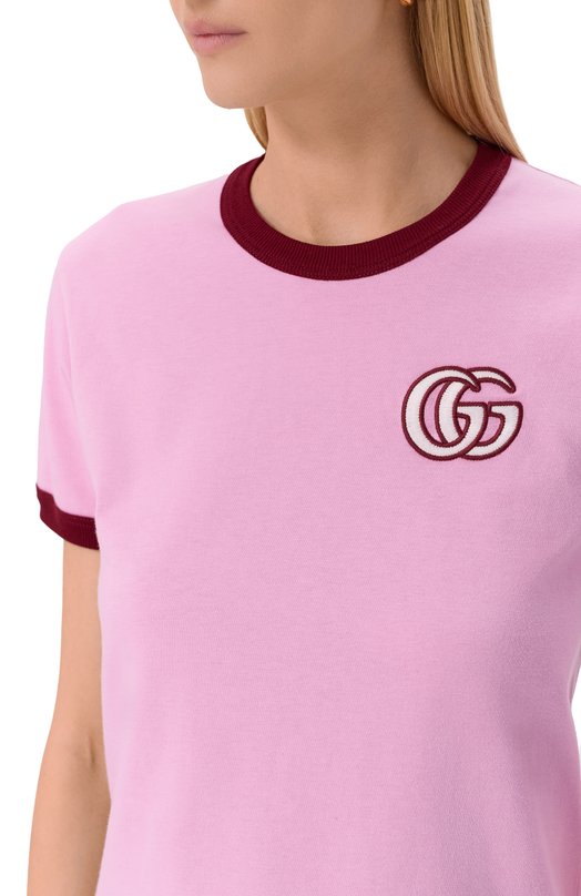 Хлопковая футболка Gucci 818787/XJG5A Розовый  818787/XJG5A Фото 5