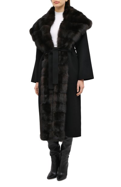 Шерстяное пальто с меховой отделкой MANZONI24, арт. 20M647-DB1Z/38-46, фото 4