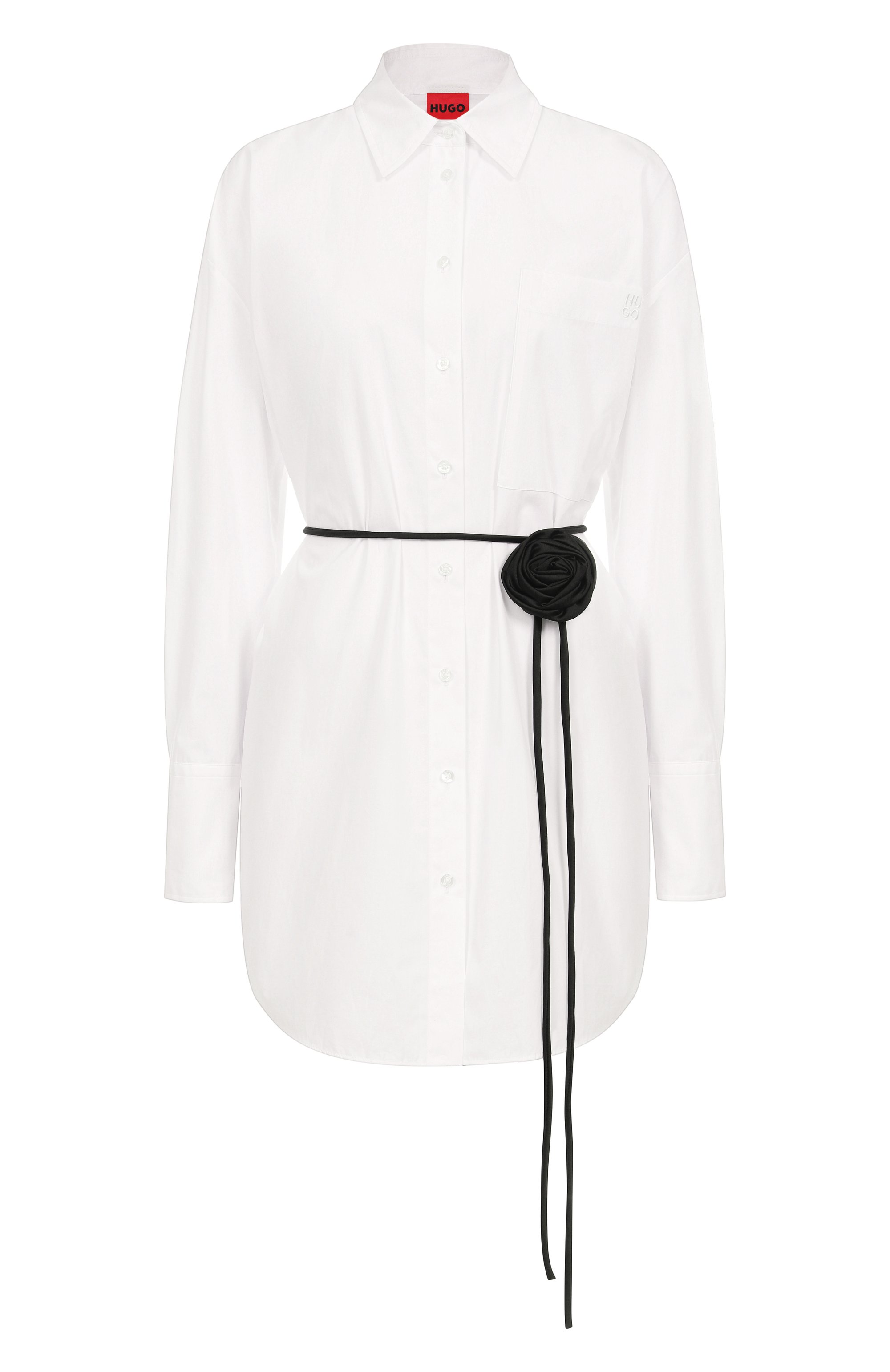 Хлопковая рубашка HUGO белого цвета по цене 22950 руб., арт. 50544553, фото 1 Хлопковая рубашка HUGO, арт. 50544553, фото 1