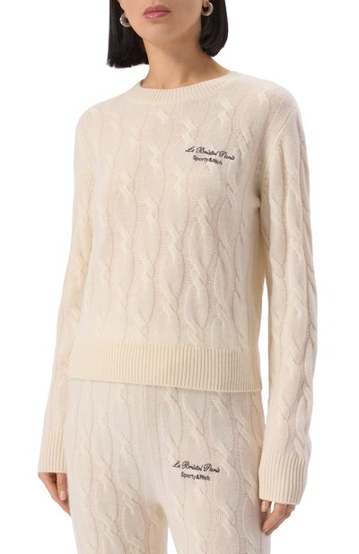 Свитер из кашемира и шерсти sporty & rich x le bristol paris SPORTY AND RICH кремового цвета по цене 36400 руб., арт. WS066517619CR01, фото 3 Свитер из кашемира и шерсти sporty & rich x le bristol paris SPORTY AND RICH, арт. WS066517619CR01, фото 3