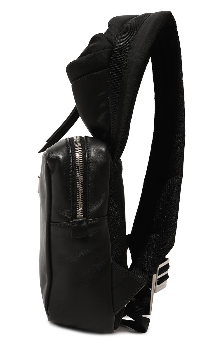 Мужской рюкзак PRADA черного цвета, арт. 2VZ093-2DXV-F0002-OOO | Фото 4 (Материал: Текстиль, Натуральная кожа; Размер: medium; Стили: Кэжуэл; Ремень/цепочка: На ремешке)