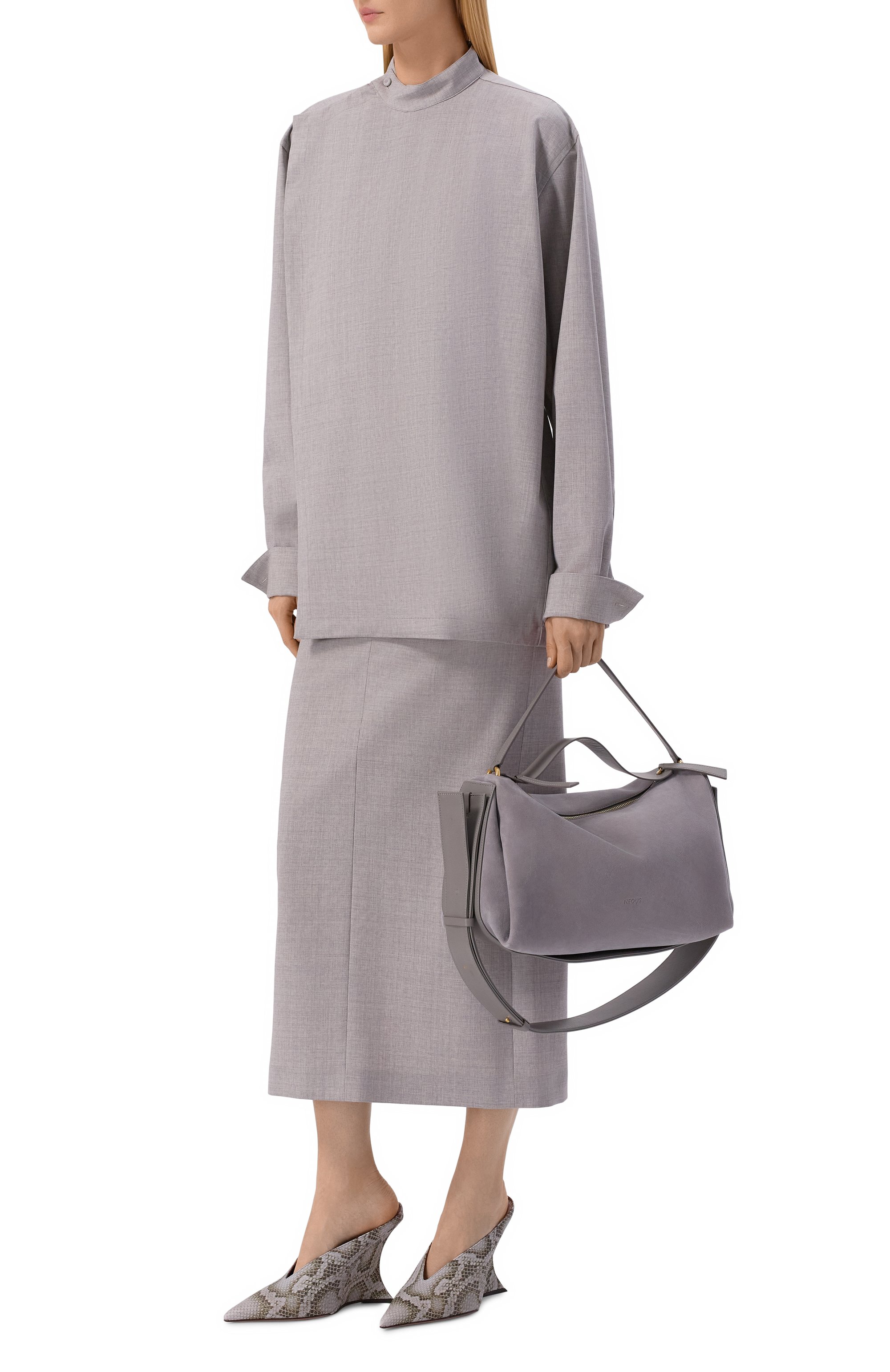 Сумка scorpius NEOUS серого цвета по цене 121000 руб., арт. 00017/SUEDE/LEATHER, фото 3 Сумка scorpius NEOUS, арт. 00017/SUEDE/LEATHER, фото 3