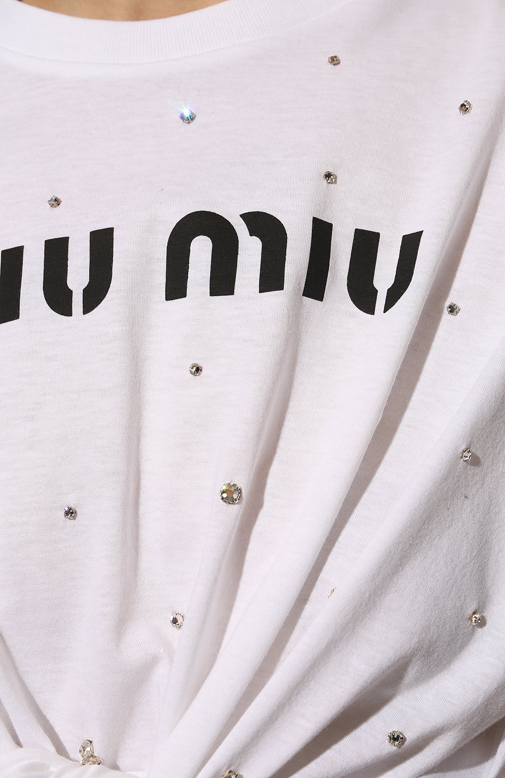 Хлопковая футболка MIU MIU, арт. MJN304-1ZFS-F0009, фото 5