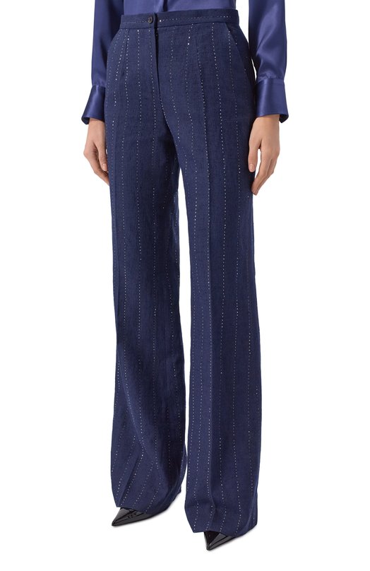 Брюки изо льна и шерсти Kiton D60102K0940G02 Синий  D60102K0940G02 Фото 4