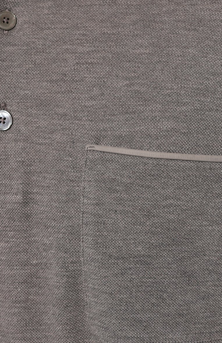 Мужское хлопковое поло ZEGNA серого цвета, арт. UD392A7/D757 | Фото 5 (Длина (для топов): Стандартные; Рукава: Длинные; Материал внешний: Хлопок; Застежка: Пуговицы; Стили: Кэжуэл; Принт: Без принта; Мужское Кросс-КТ: Футболка-одежда)