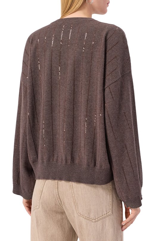 Кашемировый пуловер Brunello Cucinelli M12215100P Коричневый  M12215100P Фото 4