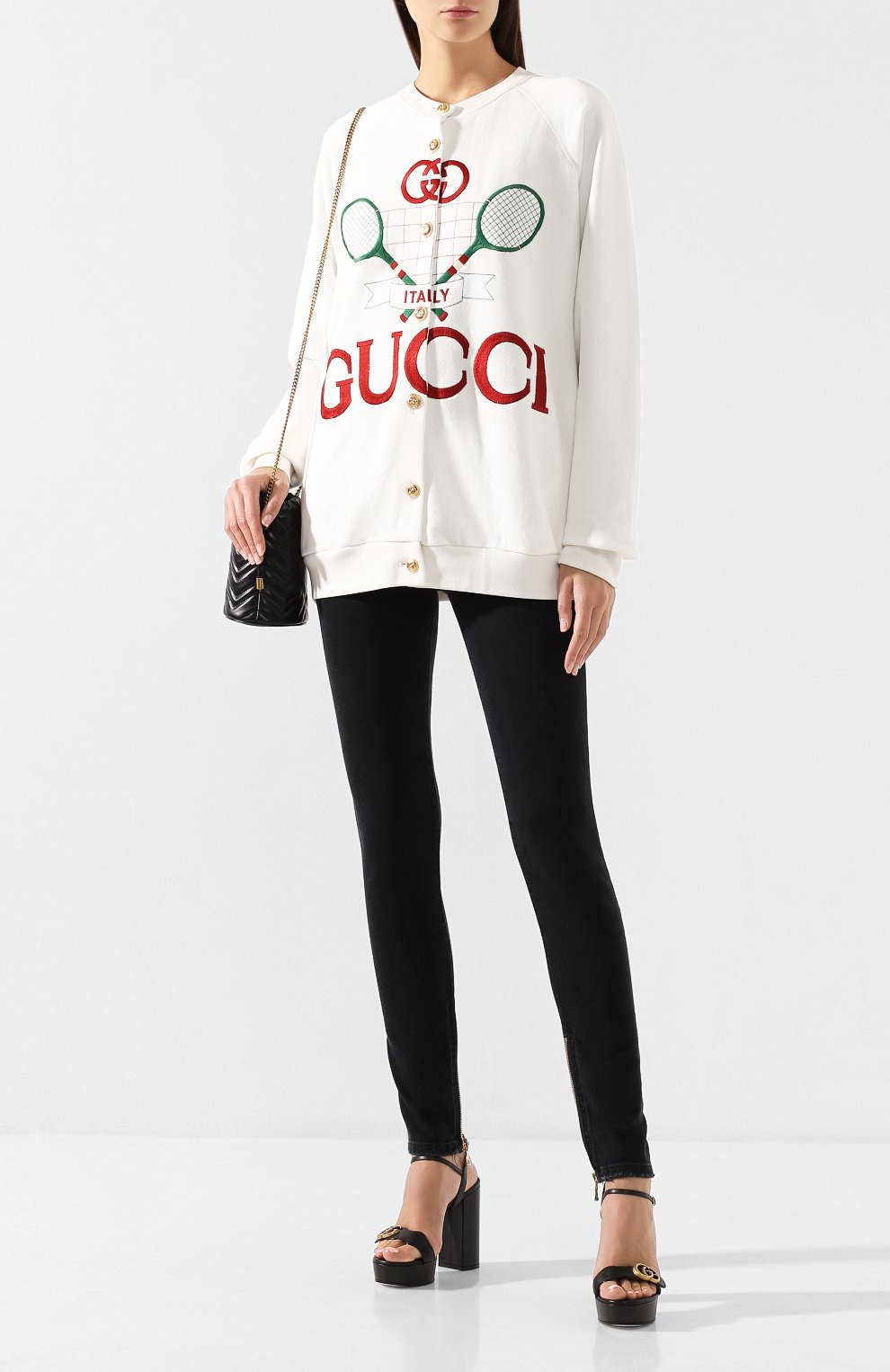 Хлопковый кардиган GUCCI белого цвета по цене 155000 руб., арт. 581165/XJBI0, фото 2 Хлопковый кардиган GUCCI, арт. 581165/XJBI0, фото 2