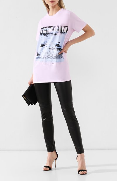 Хлопковая футболка BALMAIN светло-розового цвета по цене 42050 руб., арт. RF01590/I133, фото 2 Хлопковая футболка BALMAIN, арт. RF01590/I133, фото 2