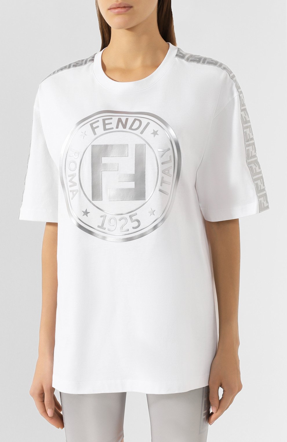Хлопковая футболка FENDI белого цвета по цене 34900 руб., арт. FAF137 AB7G, фото 3 Хлопковая футболка FENDI, арт. FAF137 AB7G, фото 3