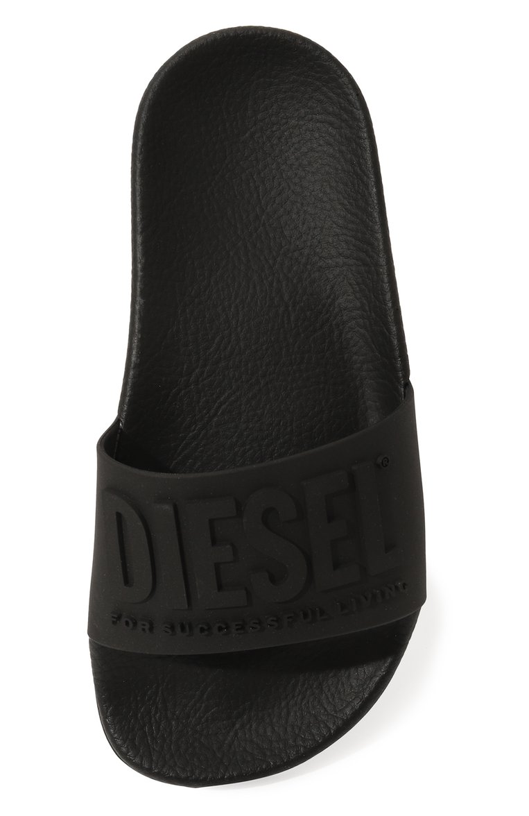 Детский шлепанцы DIESEL черного цвета, арт. BC0521-P3859 | Фото 4 (Материал внешний: Экокожа; Материал сплава: Проставлено; Нос: Не проставлено)