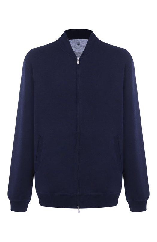 Толстовка из хлопка и кашемира Brunello Cucinelli MM8319072G Синий MM8319072G