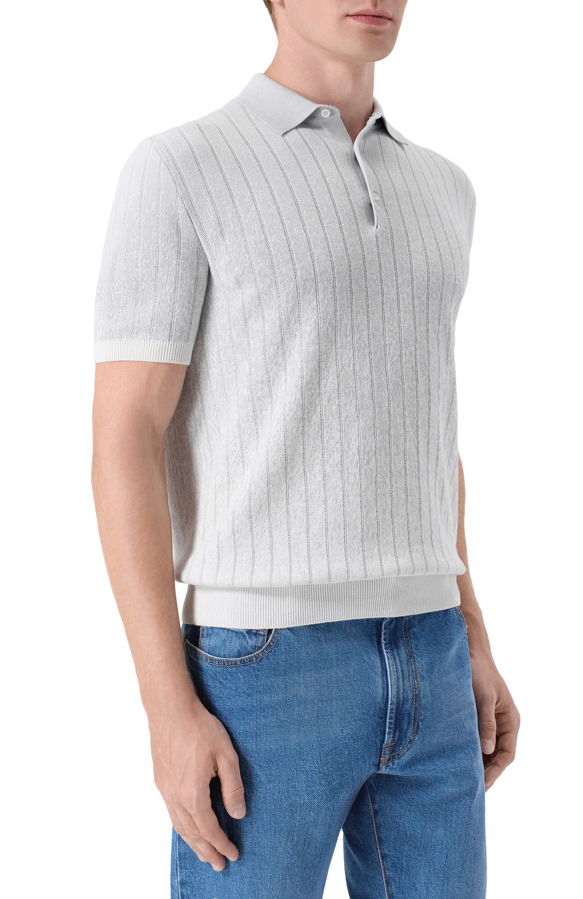 Поло из хлопка и шелка CORNELIANI, арт. 27M551/2725100, фото 3