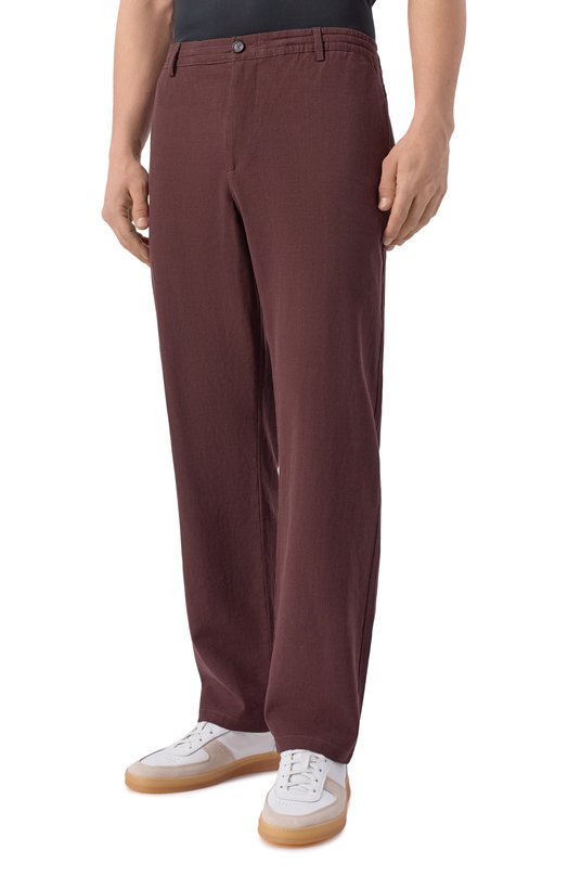 Брюки изо льна и вискозы Bogner 18671270 Коричневый  18671270 Фото 3