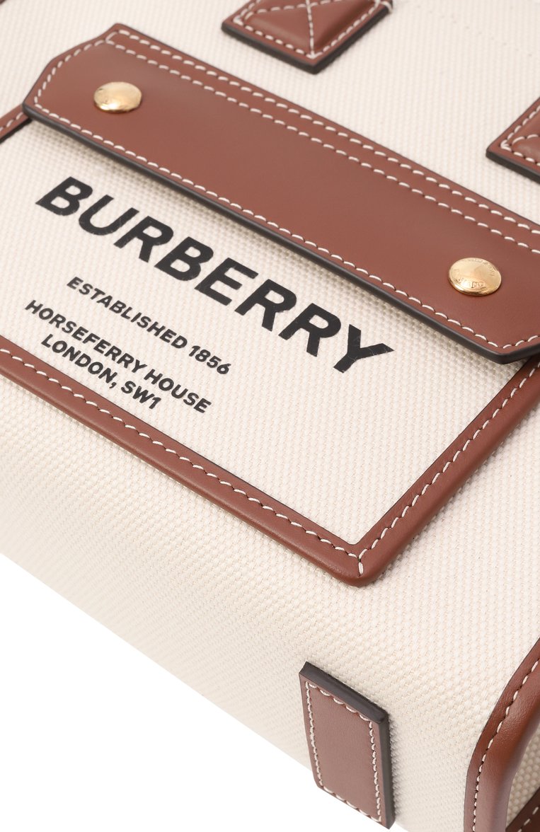 Женская сумка freya mini BURBERRY кремового цвета, арт. 8044143 | Фото 3 (Материал: Текстиль; Ремень/цепочка: На ремешке; Размер: mini)