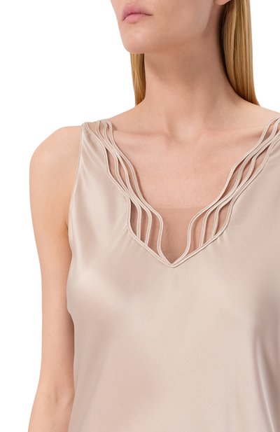 Шелковая сорочка LUNA DI SETA бежевого цвета по цене 55590 руб., арт. VLST61055, фото 5 Шелковая сорочка LUNA DI SETA, арт. VLST61055, фото 5