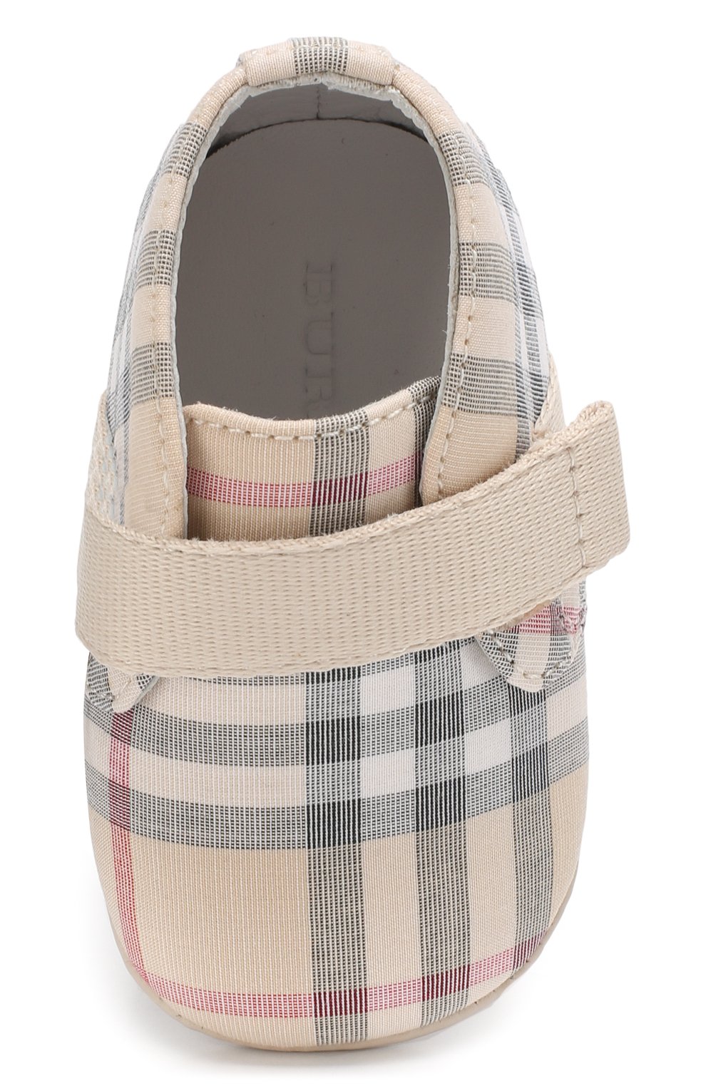 Кожаные пинетки с отделкой BURBERRY серого цвета по цене 15450 руб., арт. 8006418, фото 4 Кожаные пинетки с отделкой BURBERRY, арт. 8006418, фото 4