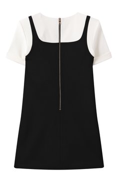 Детское платье из вискозы BALMAIN черно-белого цвета, арт. BW1C41 | Фото 2 (Материал подклада: Вискоза; Рукава: Короткие; Материал сплава: Проставлено; Материал внешний: Вискоза; Драгоценные камни: Проставлено; Случай: Повседневный; Девочки Кросс-КТ: Платье-одежда; Ростовка одежда: 10 - 11 лет | 140 - 146см, 12 лет | 152 см, 13 - 15 лет | 158 см, 16 лет | 164 см, 8 лет | 128 см)
