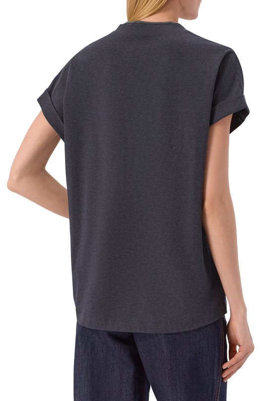 Хлопковая футболка Brunello Cucinelli M0T18BD222 Чёрный  M0T18BD222 Фото 4