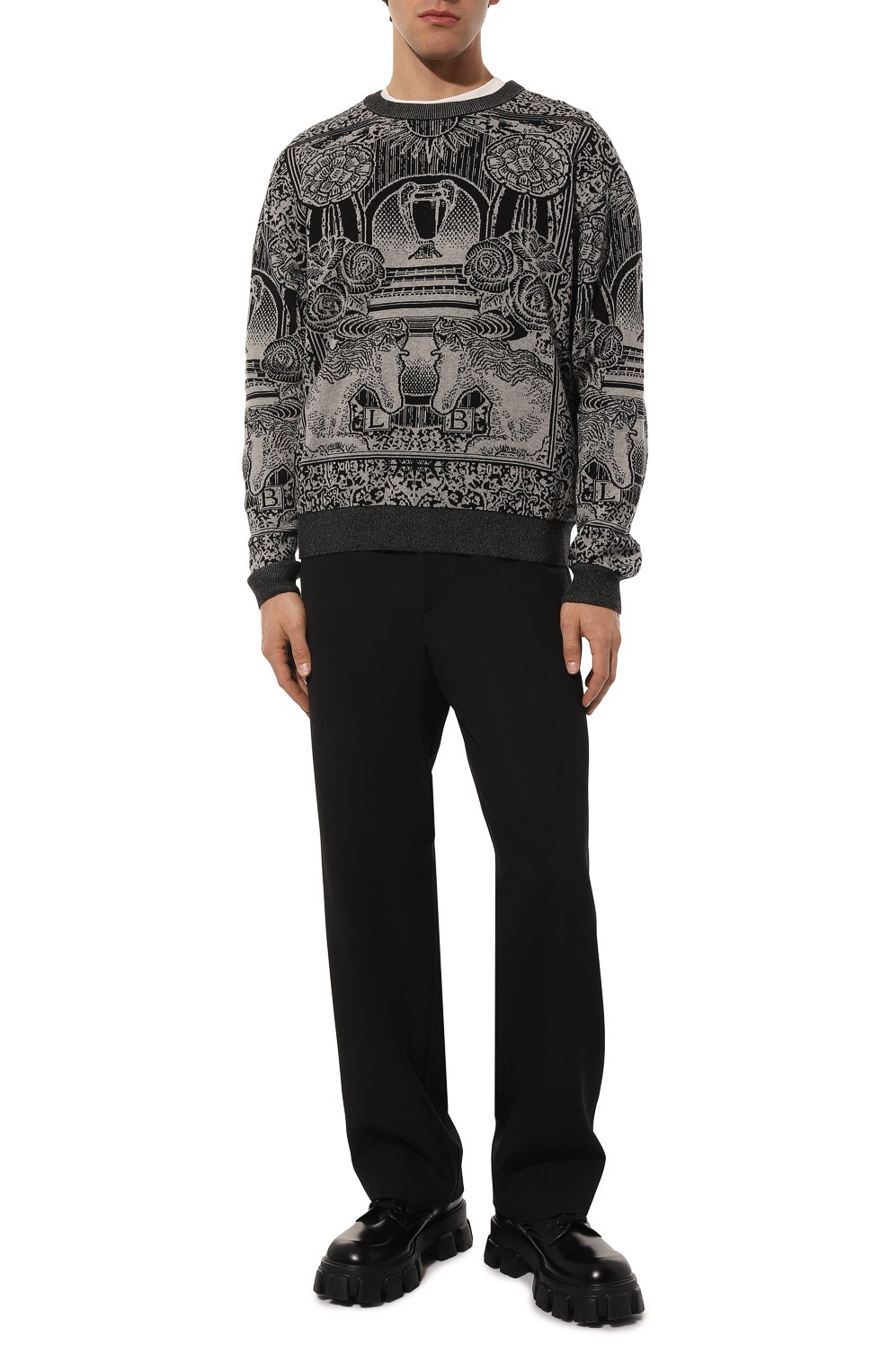 Хлопковый джемпер LES BENJAMINS черно-белого цвета по цене 25850 руб., арт. LB23SSH0EMUKN-004, фото 2 Хлопковый джемпер LES BENJAMINS, арт. LB23SSH0EMUKN-004, фото 2