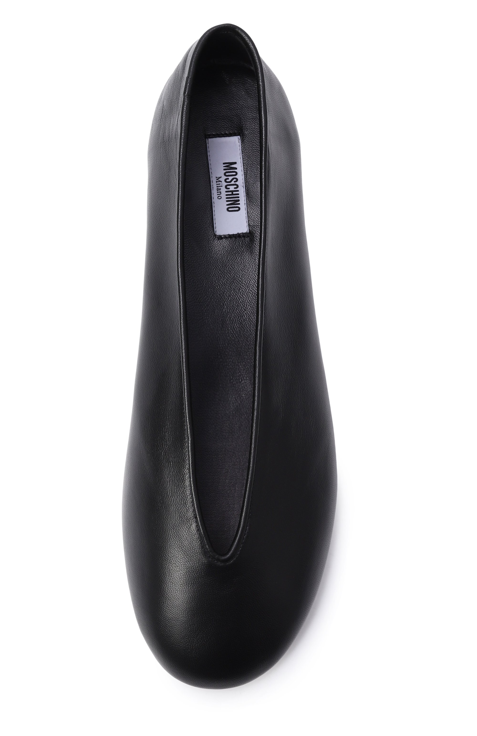 Кожаные балетки duck MOSCHINO черного цвета по цене 49950 руб., арт. MA11010C10/MA0, фото 6 Кожаные балетки duck MOSCHINO, арт. MA11010C10/MA0, фото 6