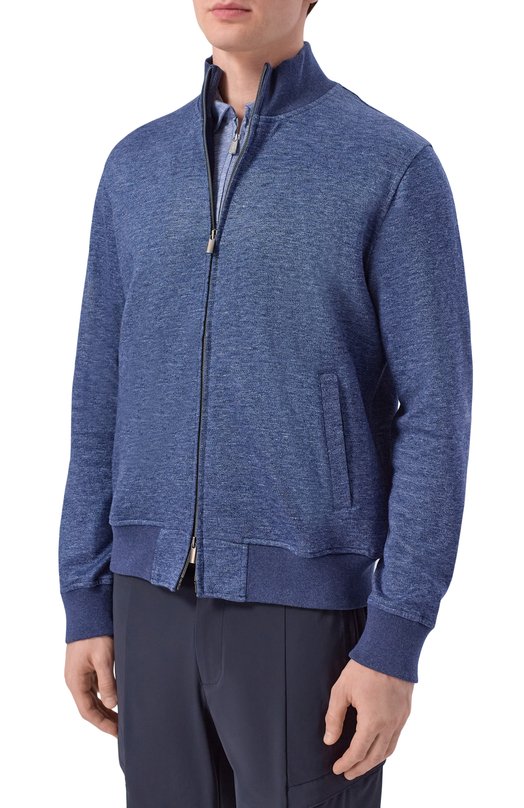 Толстовка изо льна и хлопка Andrea Campagna 20M466.ZQ00.CAMP. Синий  20M466.ZQ00.CAMP. Фото 3