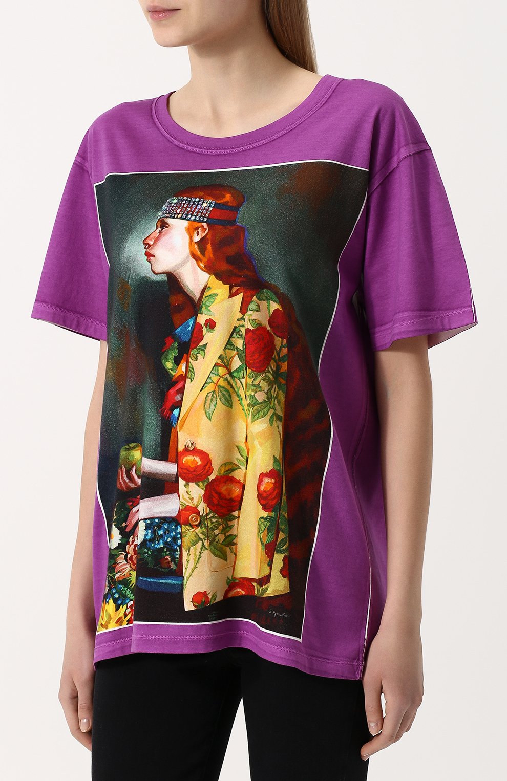 Хлопковая футболка свободного кроя с принтом GUCCI, арт. 492347/X3L90, фото 3