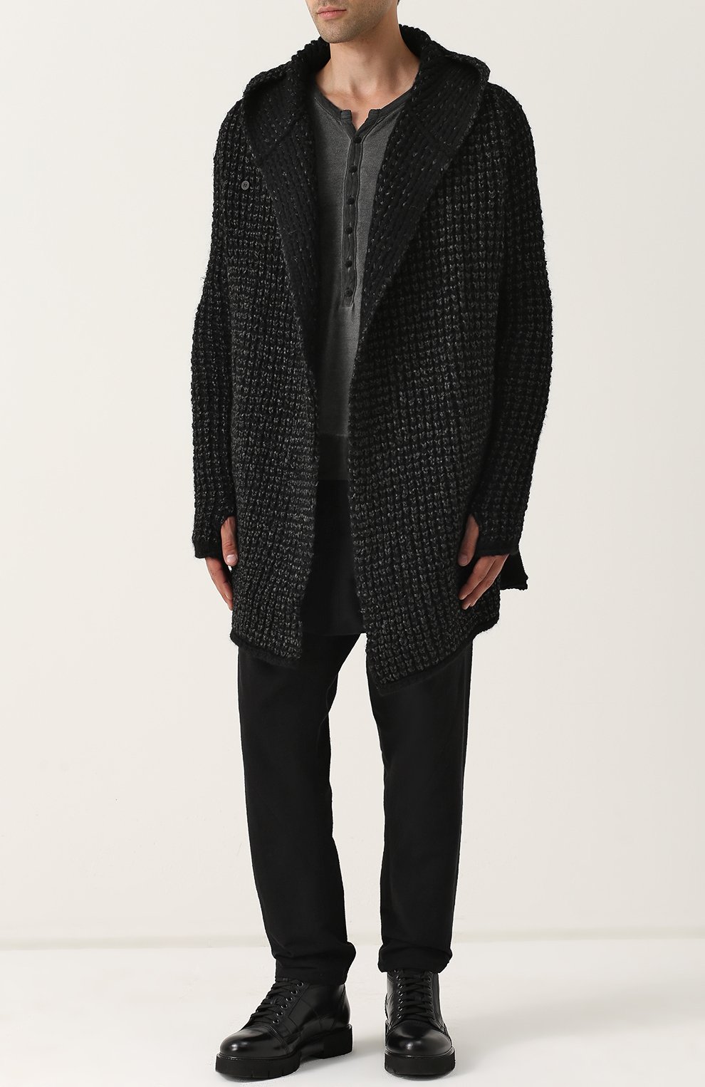 Удлиненный шерстяной кардиган с капюшоном MASNADA, арт. M19M03, фото 2
