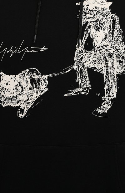 Хлопковое худи YOHJI YAMAMOTO черного цвета по цене 37200 руб., арт. HX-T85-985, фото 5 Хлопковое худи YOHJI YAMAMOTO, арт. HX-T85-985, фото 5