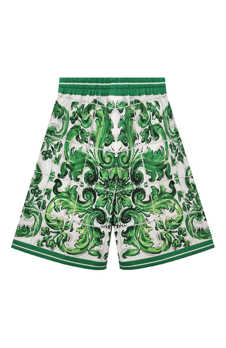 Детские хлопковые шорты DOLCE & GABBANA зеленого цвета, арт. L43Q47/FI5J0 | Фото 2 (Материал внешний: Хлопок; Нос: Не проставлено; Случай: Повседневный; Автоматизация состава: Проставлено; Ростовка одежда: 2 года | 92 см, 8 лет | 128 см, 10 - 11 лет | 140 - 146см, 12 лет | 152 см, 13 - 15 лет | 158 см, 3 года | 98 см, 4 года | 104 см, 5 лет | 110 см, 6 лет | 116 см)